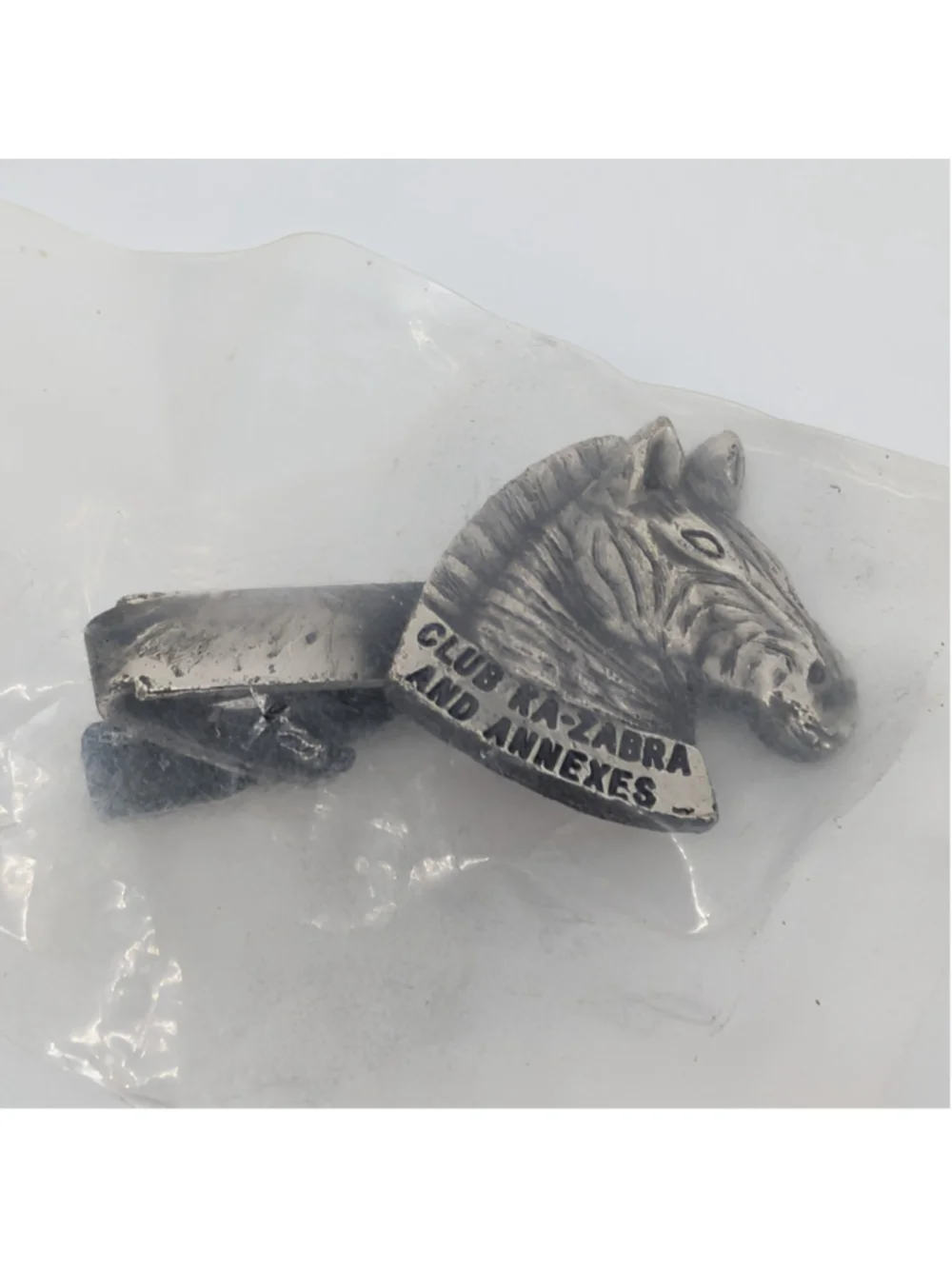 Vintage NCO Club Ka-Zabra Zebra Cufflinks Tie Clip Set Silver Tested Germany